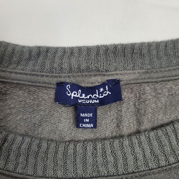 SPLENDID top long sleeve super soft gray‎ cozy camo print pullover M - Picture 6 of 9